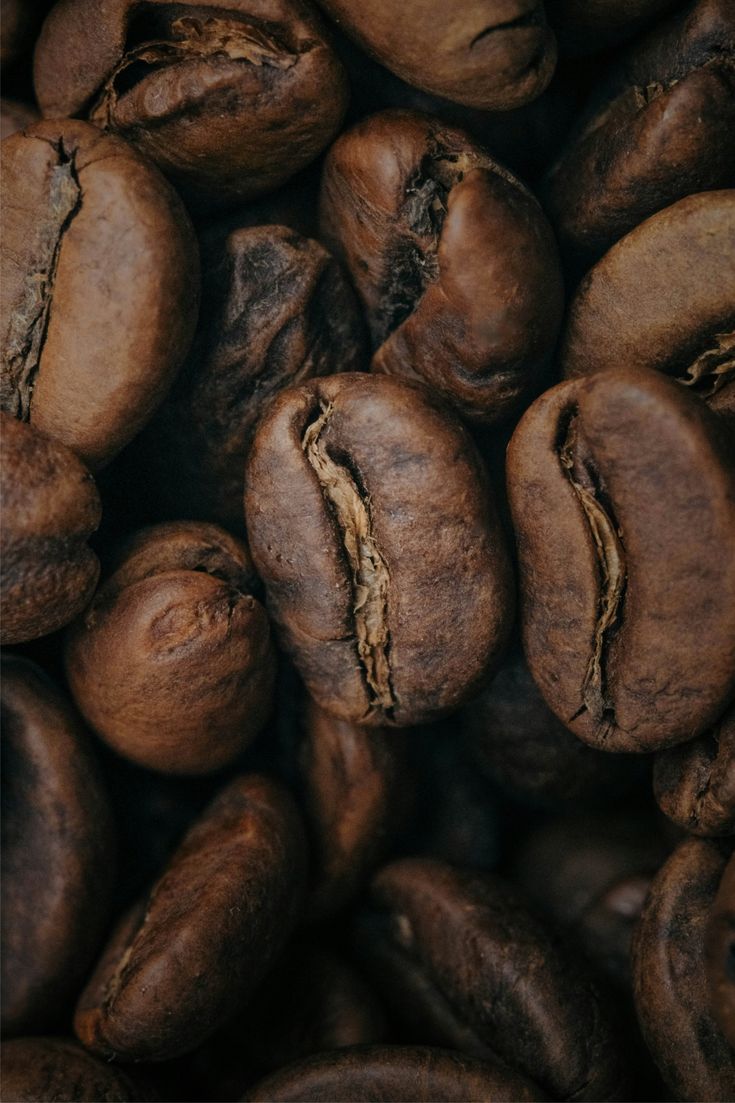 Roasted coffee beans close-up