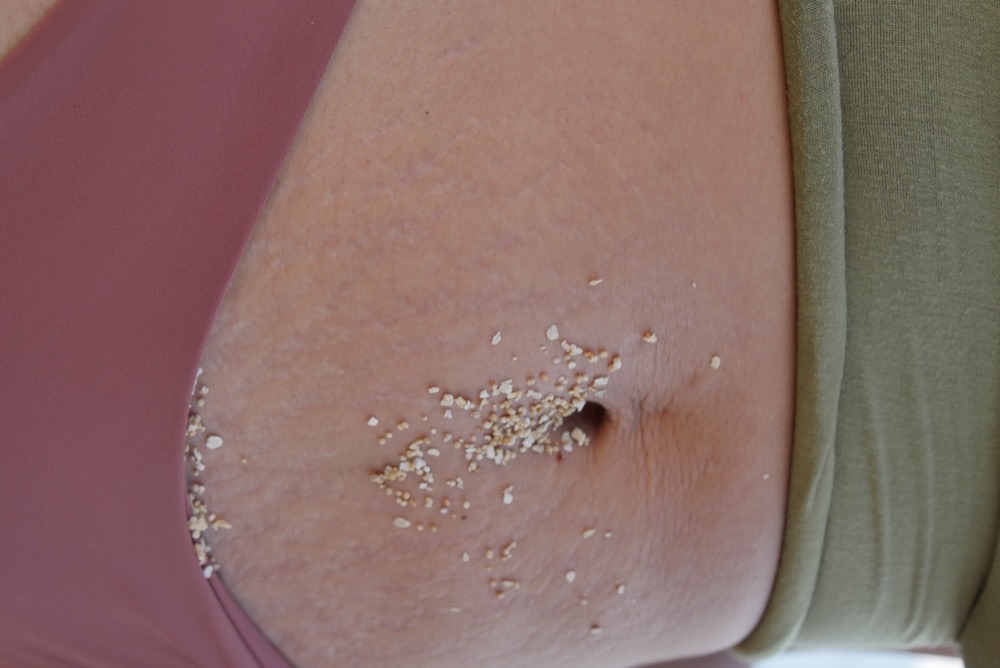 a beautiful collage of stretch marks after birth, waves, desert sand